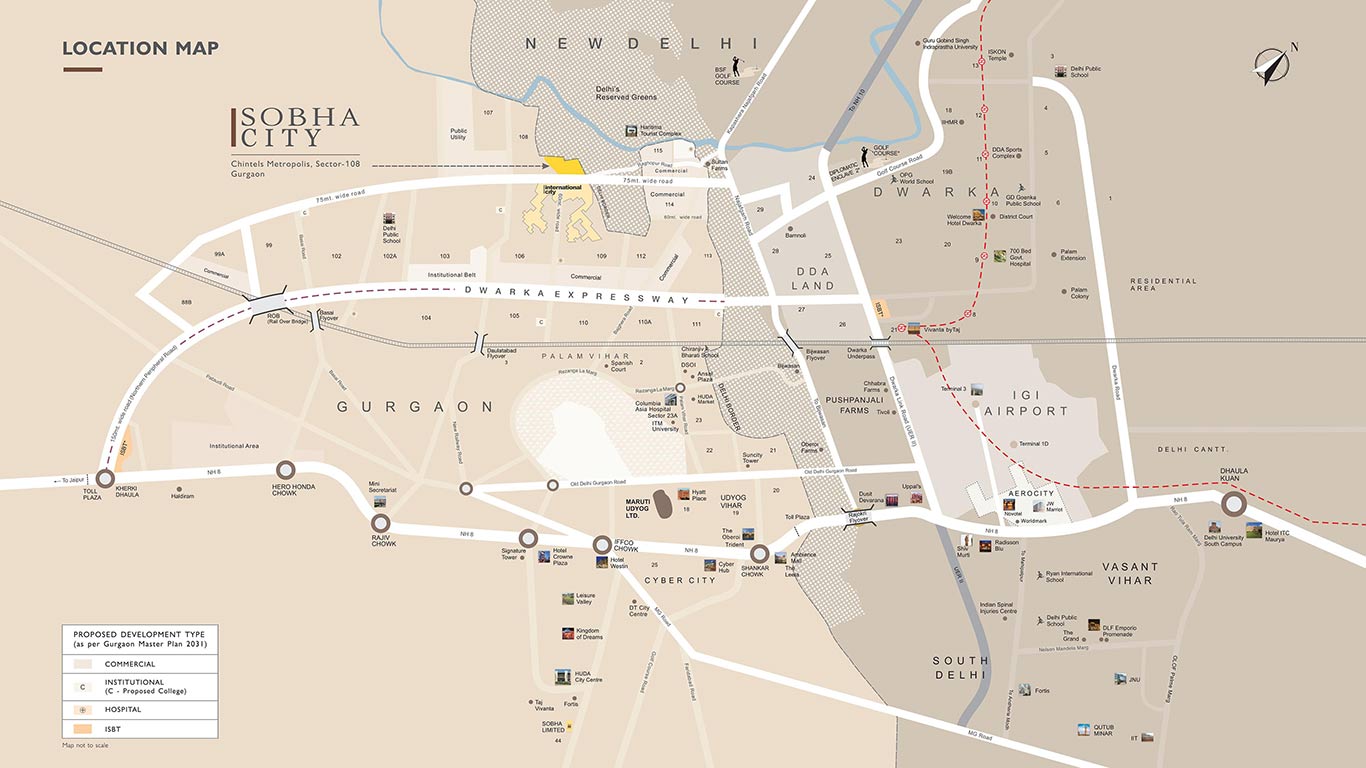 Sobha City Gurgaon Location Map
