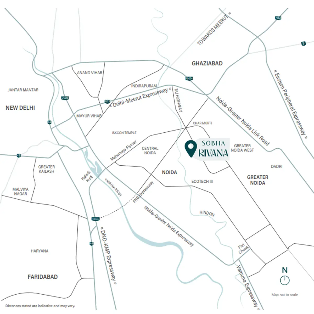 Sobha Rivana Location Map